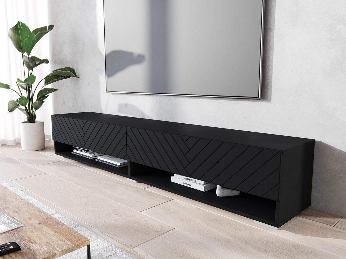 TV-LOWBOARD A180 MDF - Alufarben/Graphitfarben, Holzwerkstoff/Kunststoff (180/30/33cm) - MIRJAN24