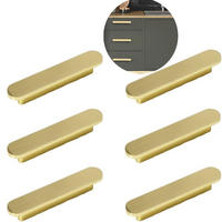 MÖBELGRIFF Gold 6er-Set 64 mm gebürstetes Messing - Silberfarben, Metall (1.85/1.65/9.5cm)
