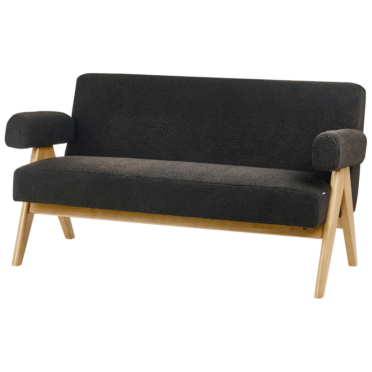 2-SITZER-SOFA Bouclé Schwarz/Hellbraun Tamre - Schwarz, Textil (148/79/78cm) - Beliani