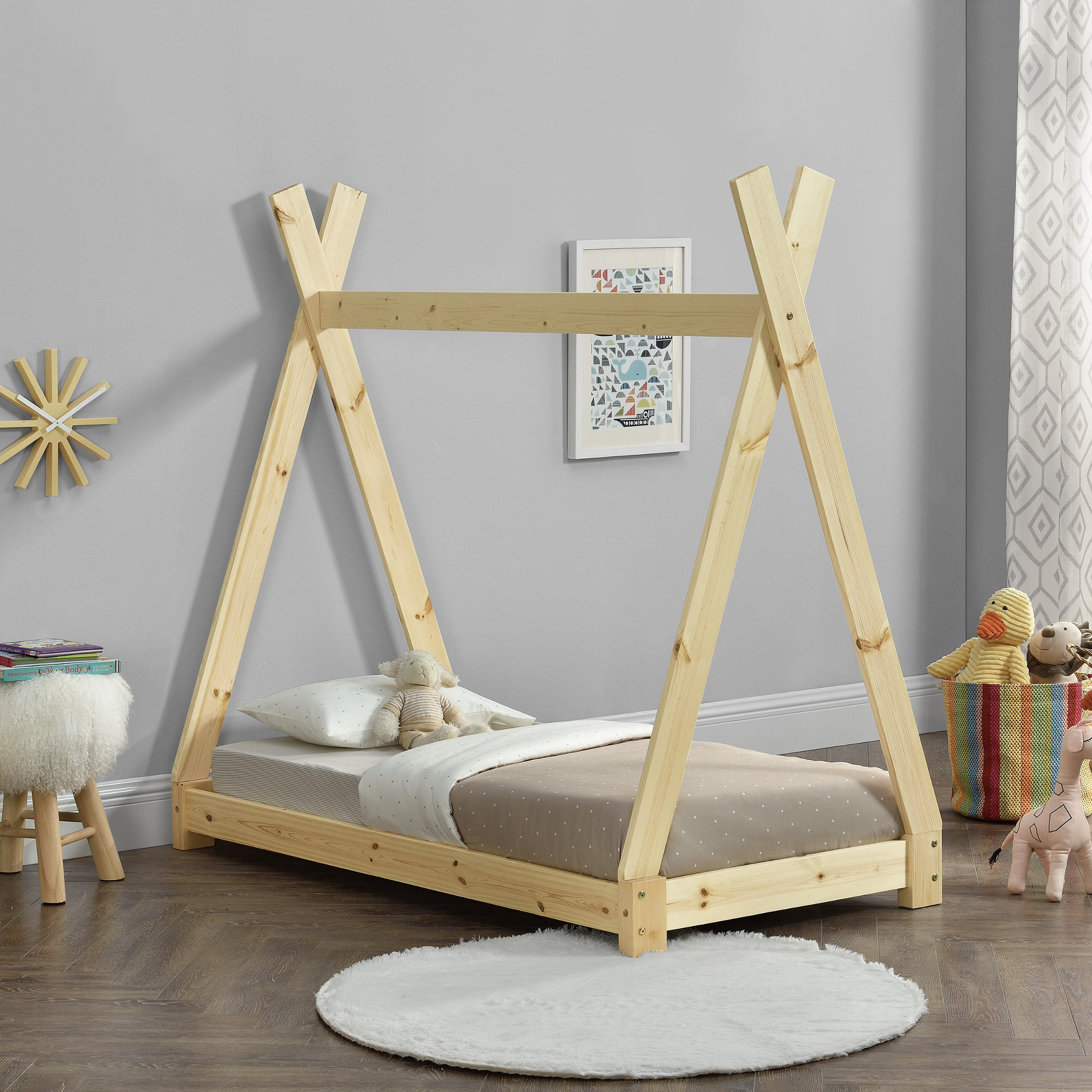 KINDERBETT Onejda - Naturfarben, Holz (70/140cm) - [en.casa]