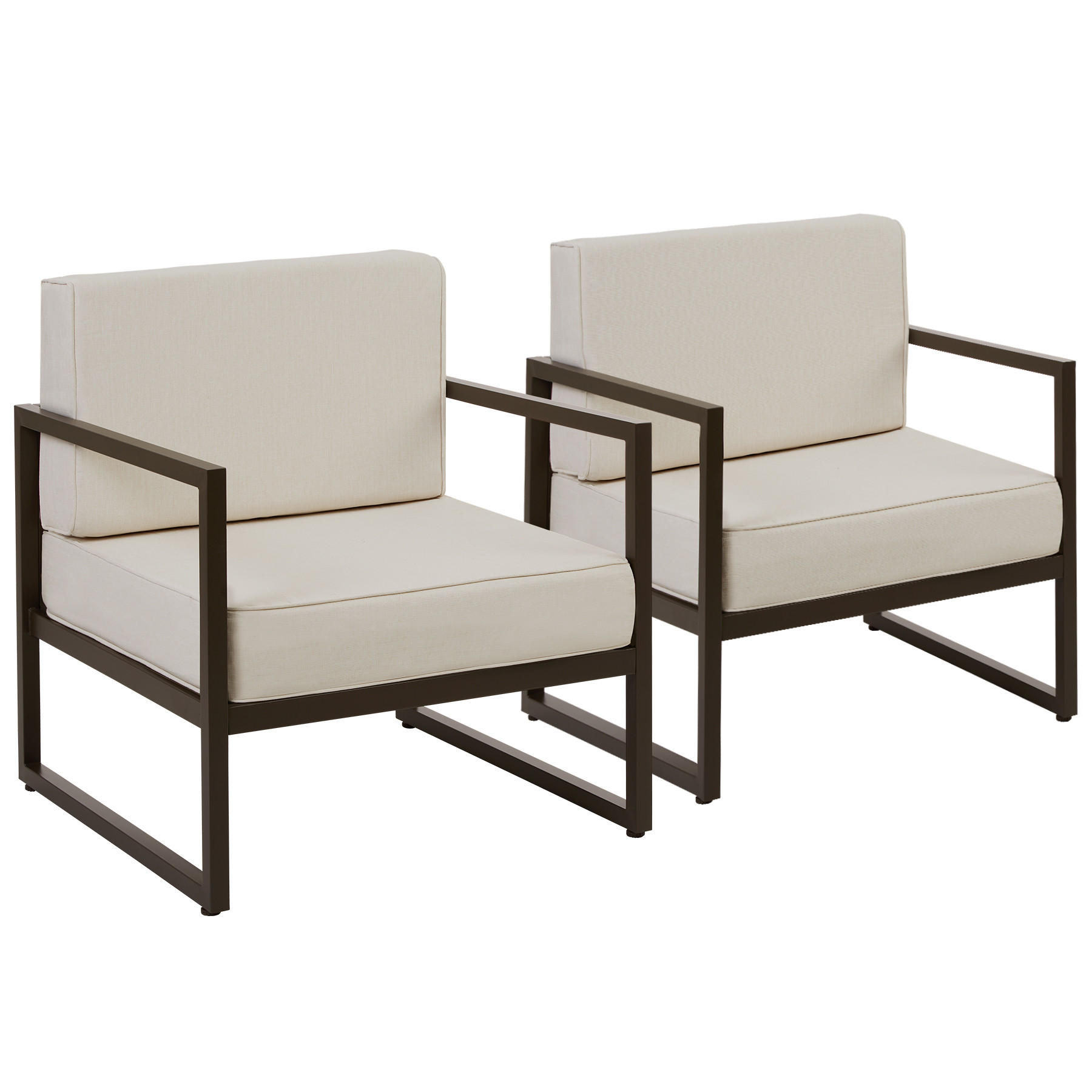 GARTEN-LOUNGESESSEL Comosa,74 x 78 x 85 cm,braun/beige - Beige/Braun, Textil (74/85/78cm) - tectake