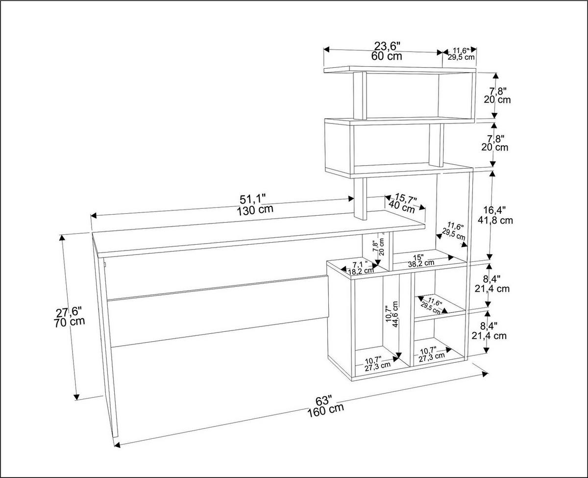 COMPUTERTISCH Next Weiss - Weiß, Holzwerkstoff (160/40/124.6cm) - Decorotika
