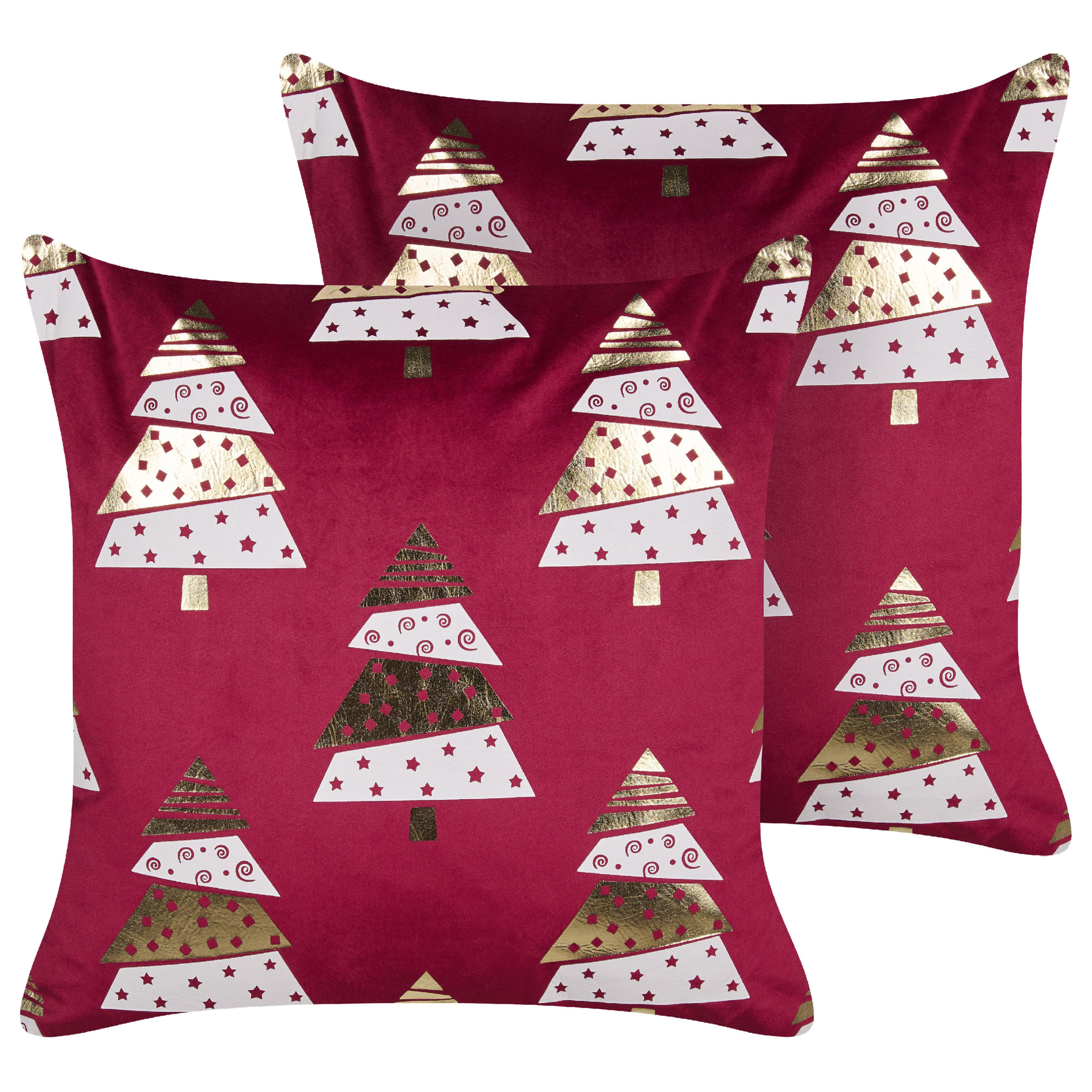 DEKOKISSEN 2er-Set Rot 45/45 cm Goldspruce - Rot, Textil (45/45cm) - Beliani