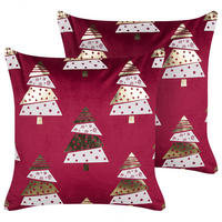 DEKOKISSEN 2er-Set Rot 45/45 cm Goldspruce - Rot, Textil (45/45cm) - Beliani