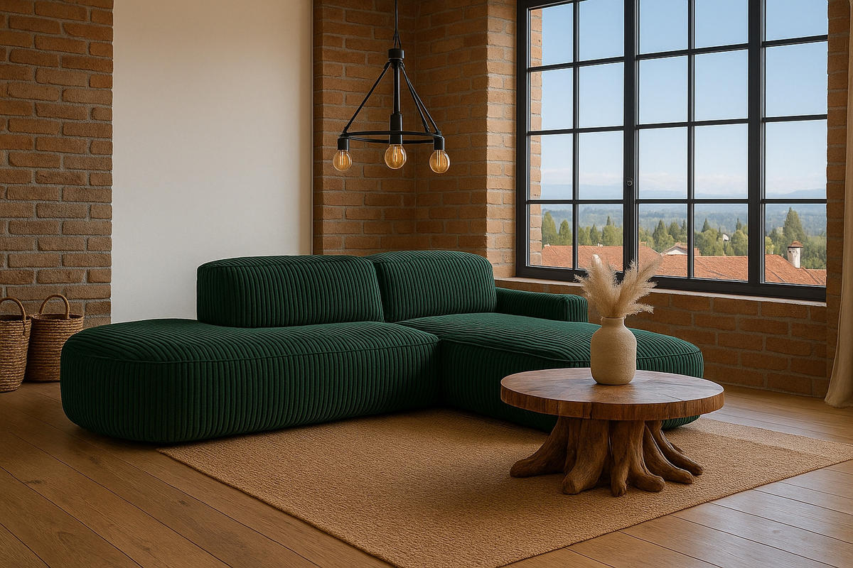 ECKSOFA Cursal Atelier, Stoff Poso, Grün, Rechts - Grün, Holz (284/166cm) - Kaiser Möbel