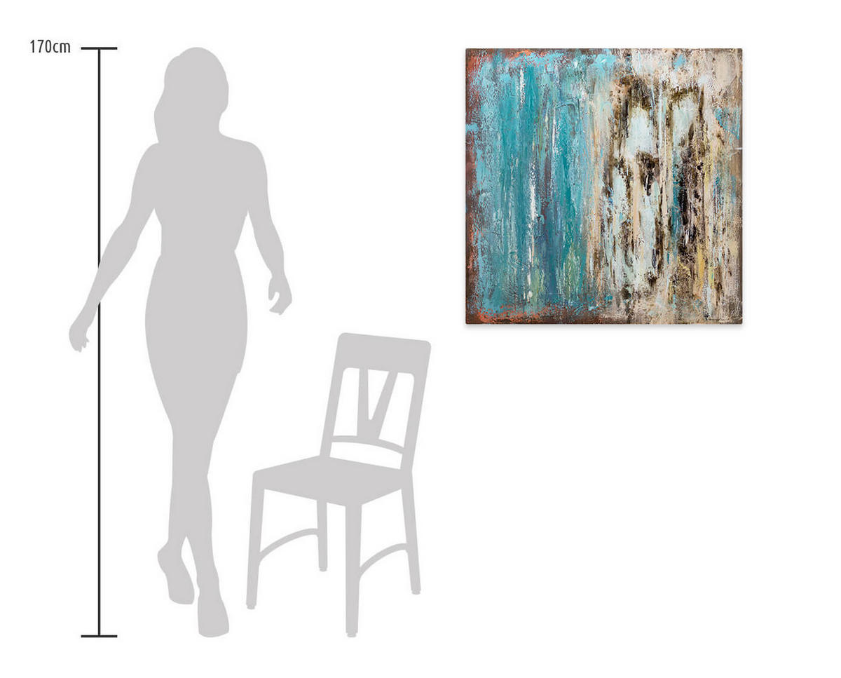 ÖLGEMÄLDE 80/80 cm - Blau/Braun, Holz/Textil (80/80cm) - KUNSTLOFT