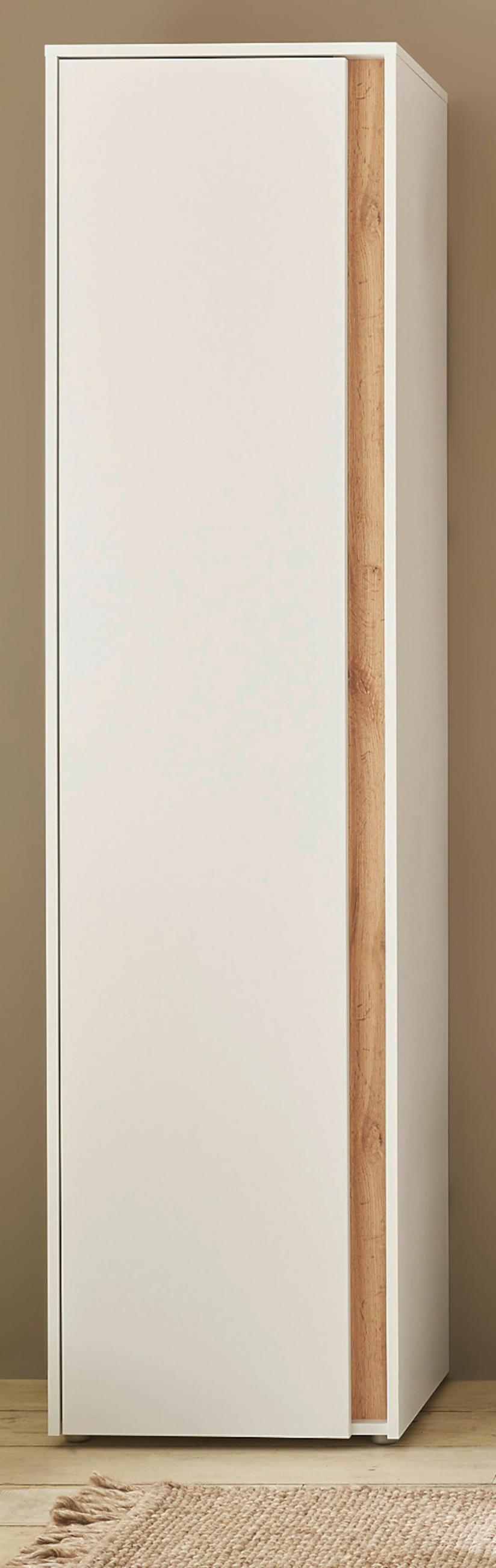 SCHUHSCHRANK weiß, Eiche Wotan 50 cm, Flurschrank mit 10 Fächern - Eiche Wotan/Schwarz, Holzwerkstoff/Kunststoff (50/200/40cm) - Furn.Design