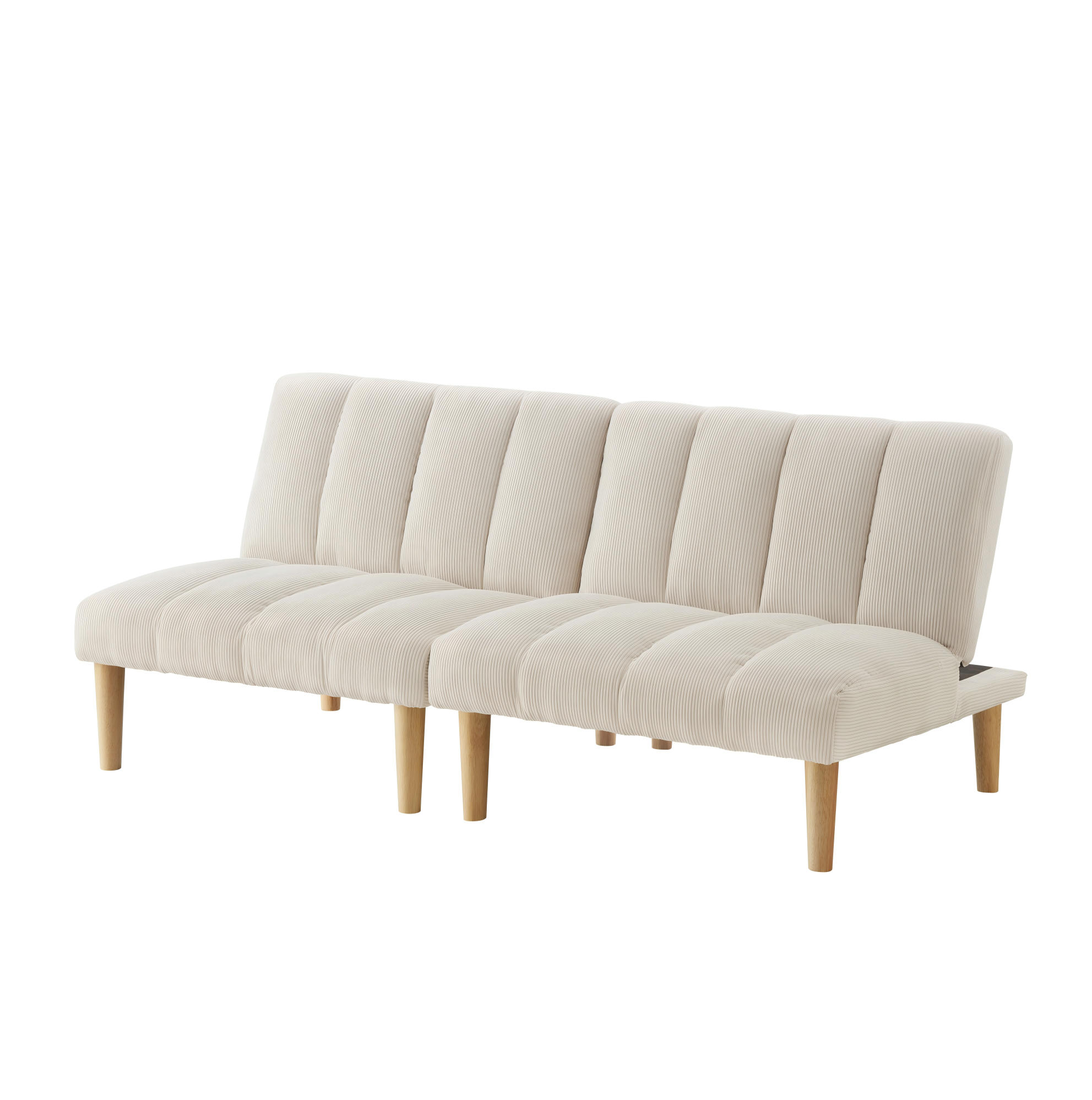 SCHLAFSOFA 167 cm aus Cord mit 3-fach verstellbarer Rückenlehne Beige - Beige, Textil (82/72/167cm) - Modenvie