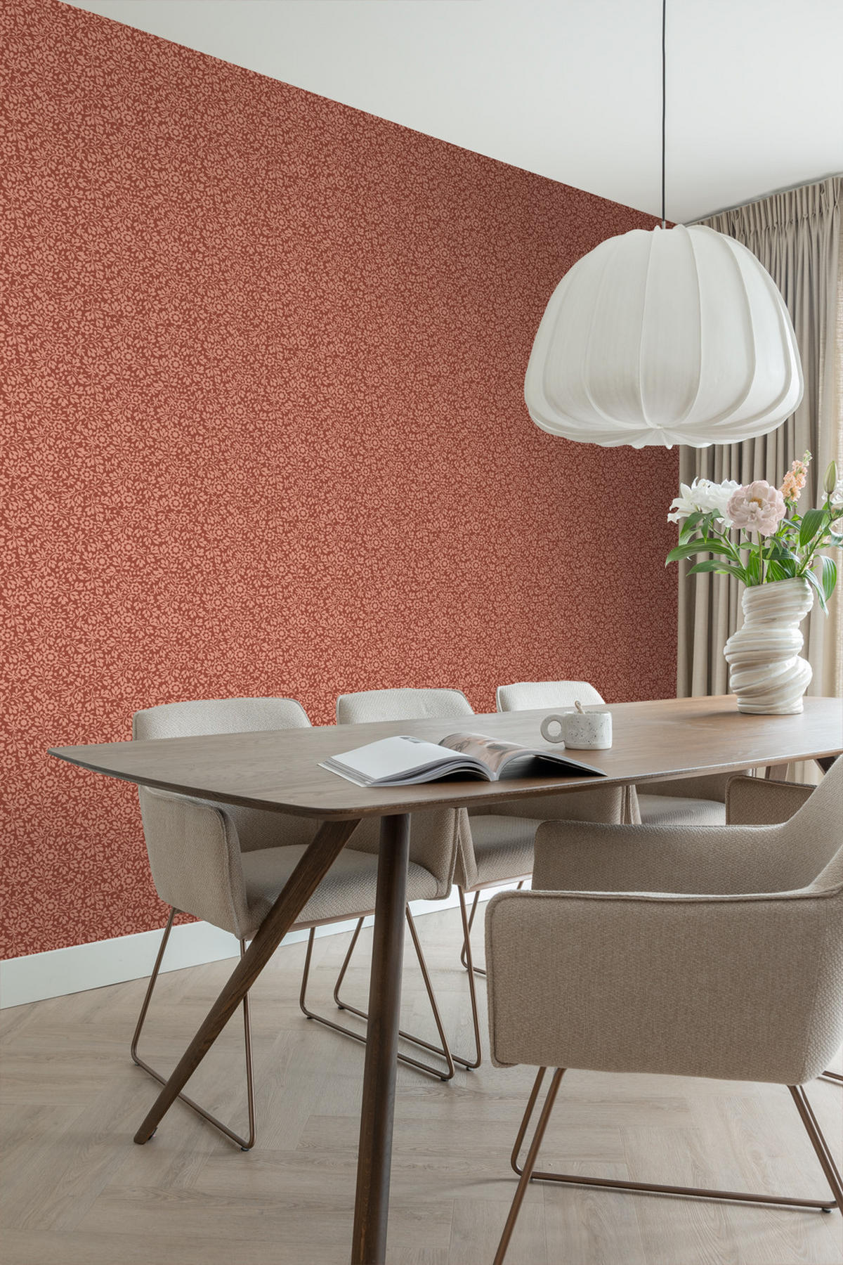 TAPETE Blumen 50 x 900 cm - Terracotta, Papier (50/900cm) - ESTAhome