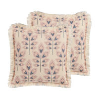 DEKOKISSEN 2er-Set Hellbeige 60/60 cm Rudbeckia - Beige, Textil (60/60cm) - Beliani