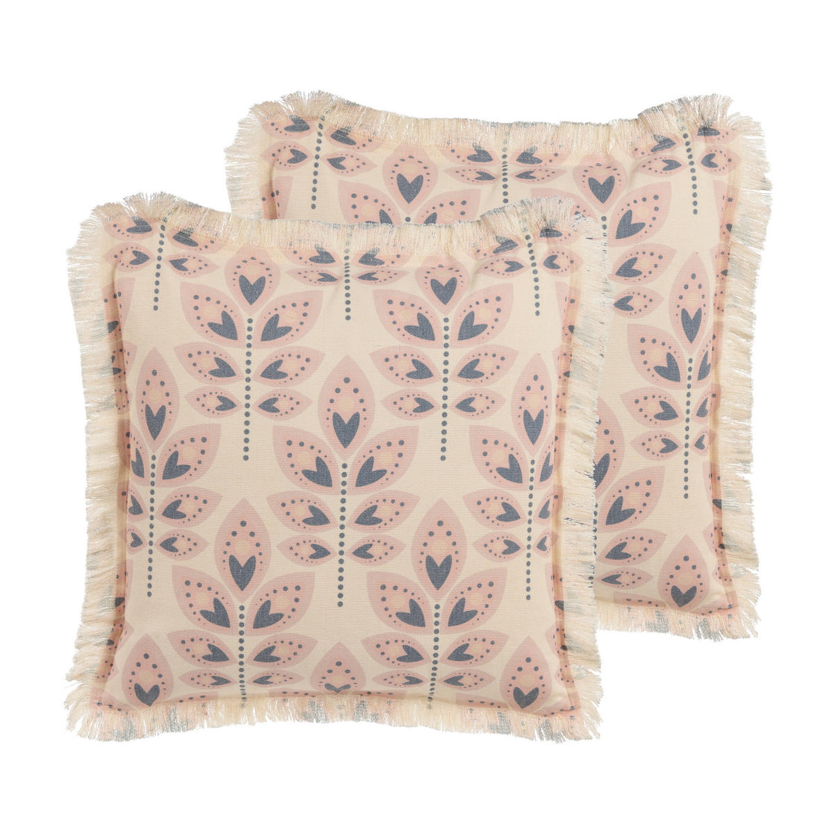 DEKOKISSEN 2er-Set Hellbeige 60/60 cm Rudbeckia - Beige, Textil (60/60cm) - Beliani