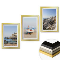 WANDBILDER 3er Set - 20x30 cm Goldrahmen - Ansichten von Griechenland mit einem Boot und Häusern - Goldfarben, Kunststoff (20/30cm) - ArtPrintCave