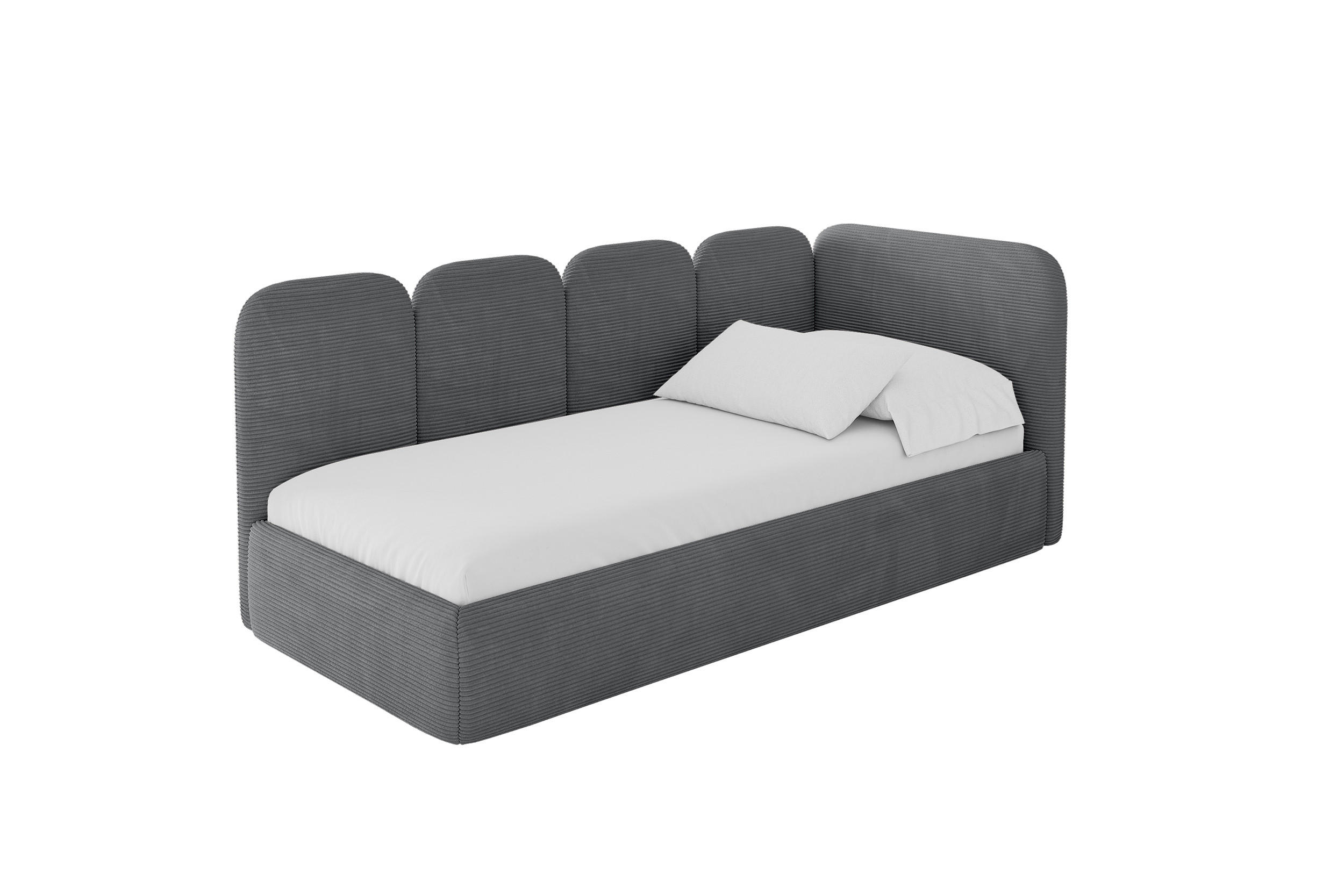 ALTDECOR JEDNOLŮŽKOVÁ POSTEL pro mládež s úložným prostorem a matrací H3/H4, vlevo - VELY 100x200 tmavě šedá