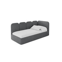 EINZELLBETT Jugendbett mit Bettkasten, Links - VELY 90x200 Dunkelgrau - Graphitfarben, Holzwerkstoff/Textil (90/200cm) - ALTDECOR