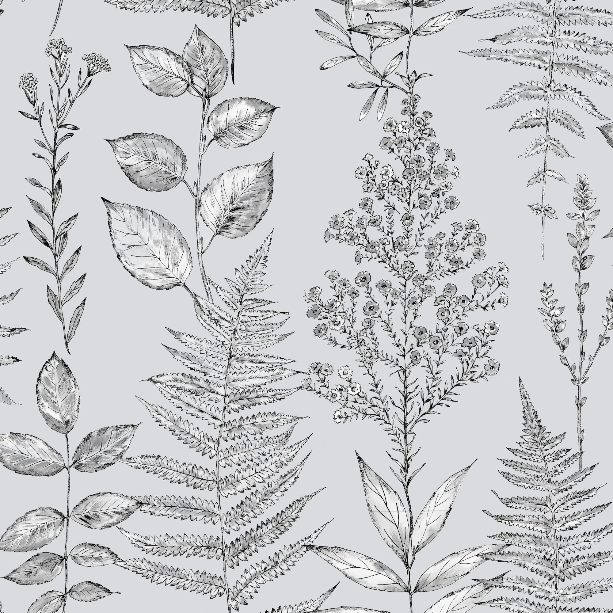 VLIESTAPETE Botanic Mix - Grau, Papier/Kunststoff (52/1000cm) - Superfresco Easy