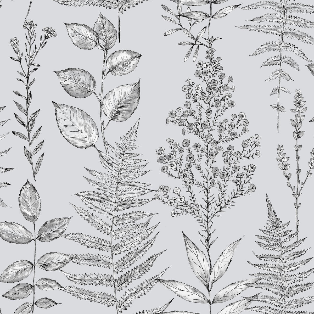 VLIESTAPETE Botanic Mix - Grau, Papier/Kunststoff (52/1000cm) - Superfresco Easy