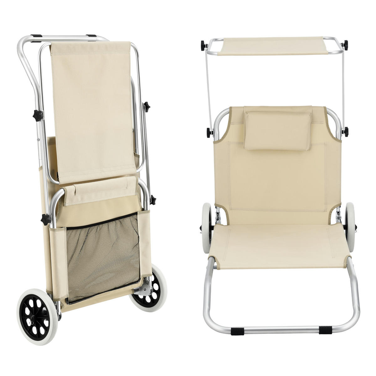 SONNENLIEGE Lazkano - Beige, Metall (150/60/52.5cm) - [en.casa]