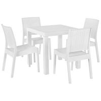 GARTENMÖBEL SET 4-Sitzer Rattanoptik weiß Fossano - Weiß, Kunststoff - Beliani