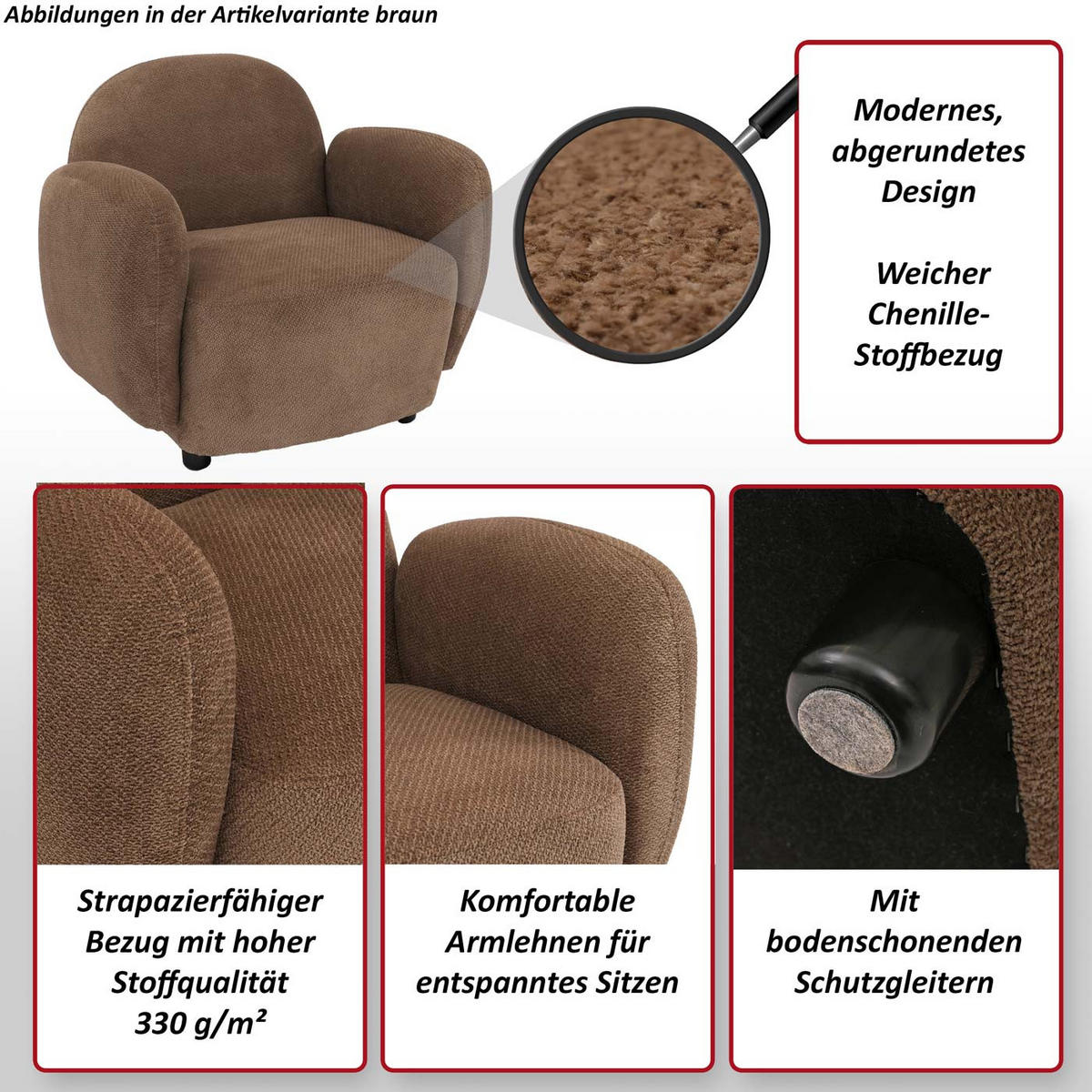 SESSEL Braun - Braun, Textil (86/77/56cm) - MCW