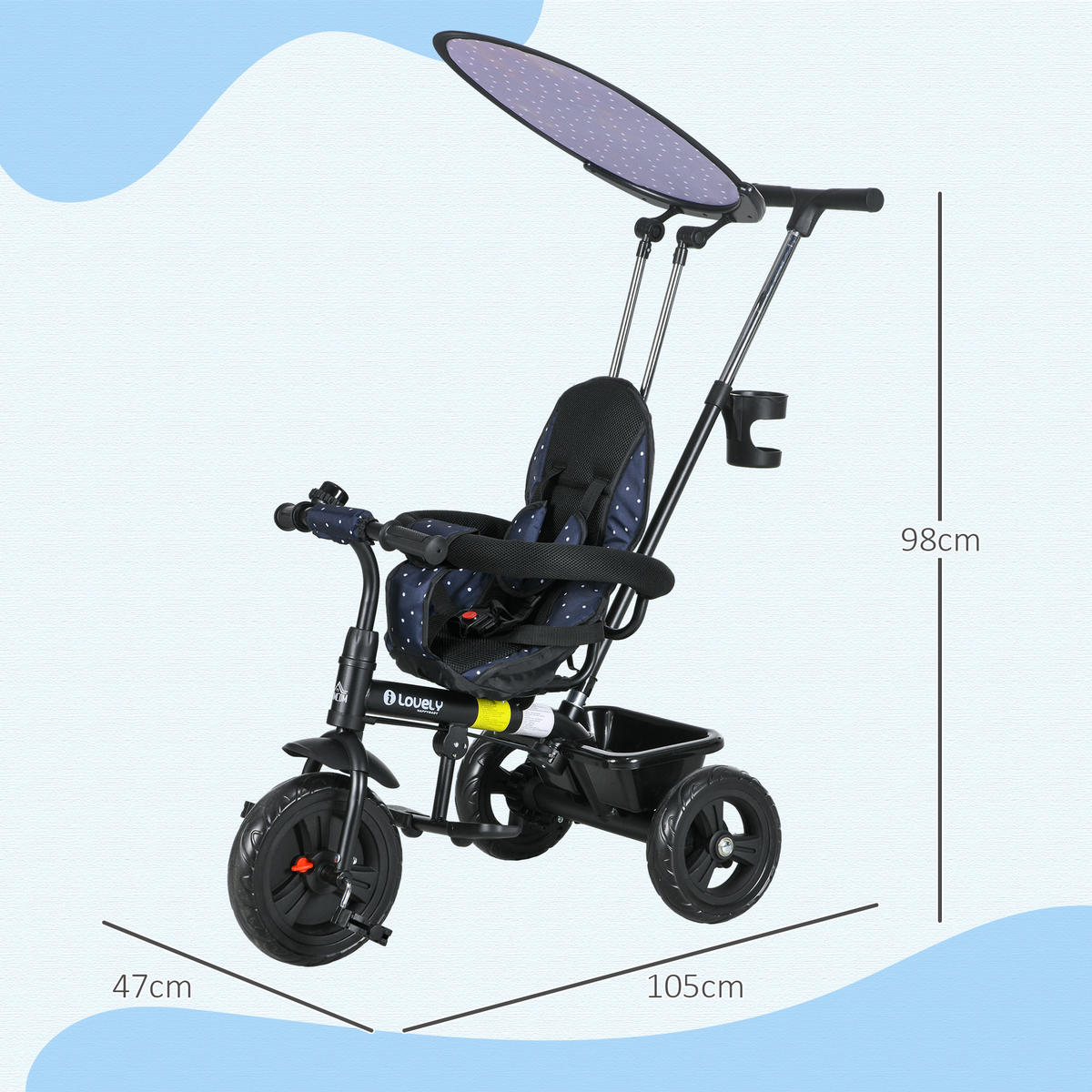 KINDERDREIRAD - Blau, Metall (105/47/98cm) - HOMCOM