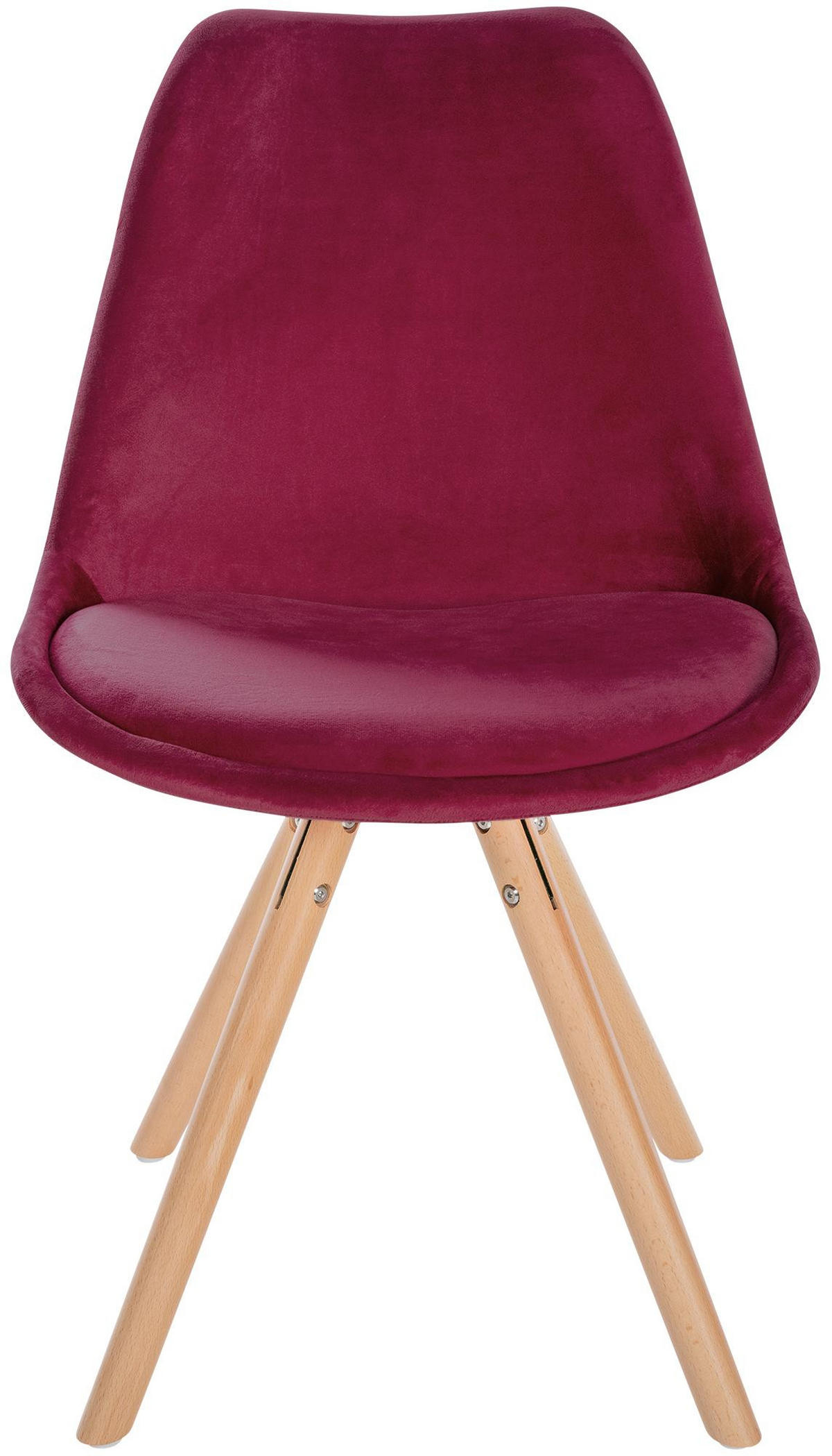 STUHL Samt bordeauxrot - Eukalyptusholzfarben/Bordeaux, Holz/Textil (48/81/54cm) - CLP