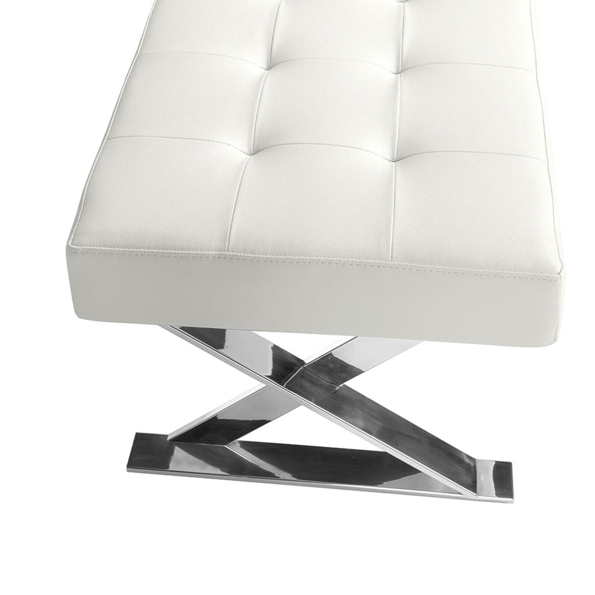 HOCKERBANK Weiße Öko-Leder-Bank 120/45/42 cm - Edelstahlfarben/Weiß, Leder (120/42/45cm) - ANGEL CERDA