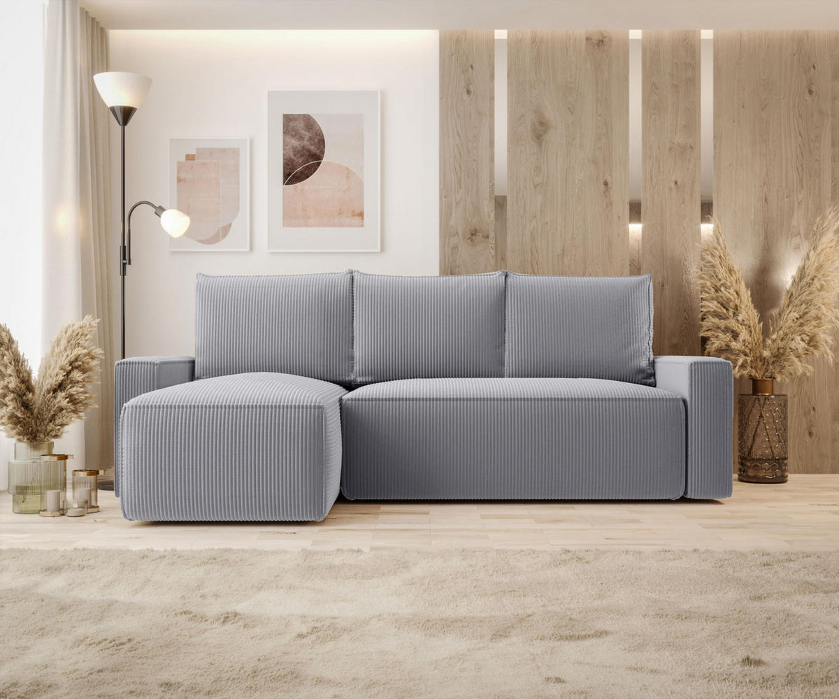 ECKSOFA mit Schlaffunktion SAVIO Poso 55 Links - Grau, Textil (232/140cm) - Bedante