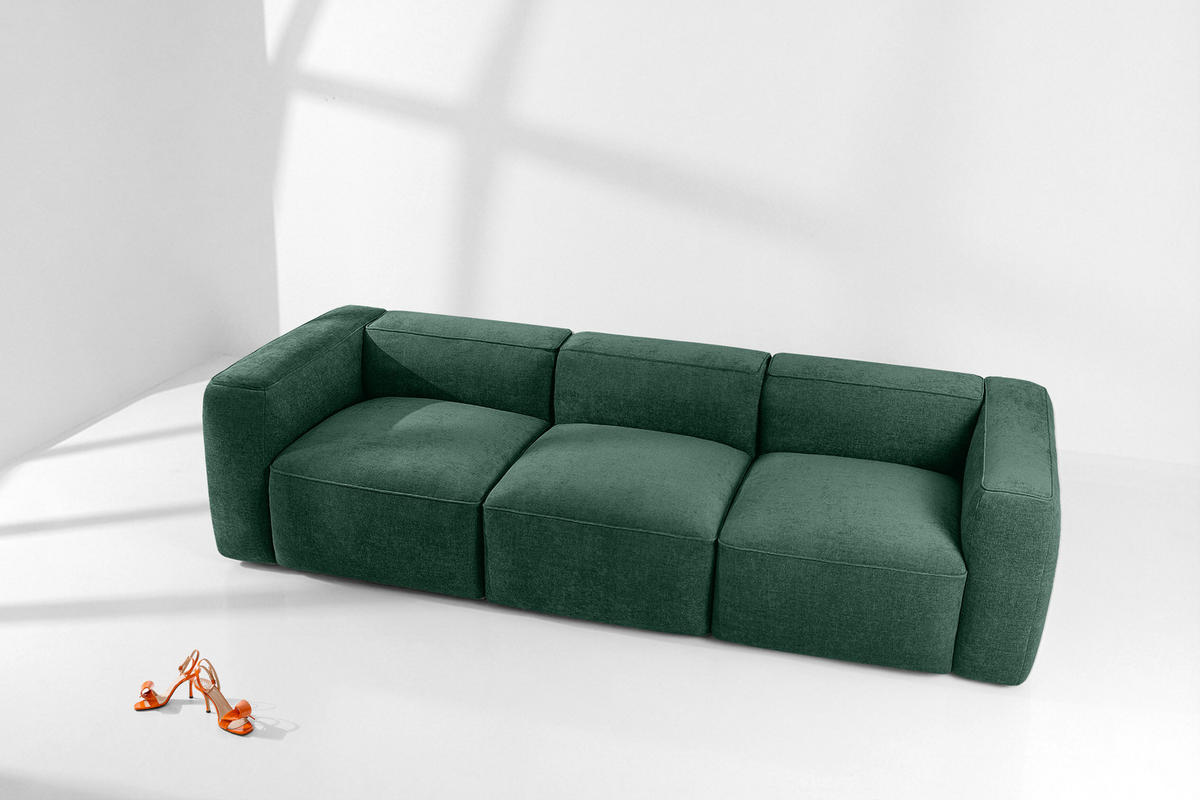 3-SITZER SOFA FUBBO, Dunkelgrün - Dunkelgrün, Holz/Holzwerkstoff (290/73/96cm) - KONSIMO®