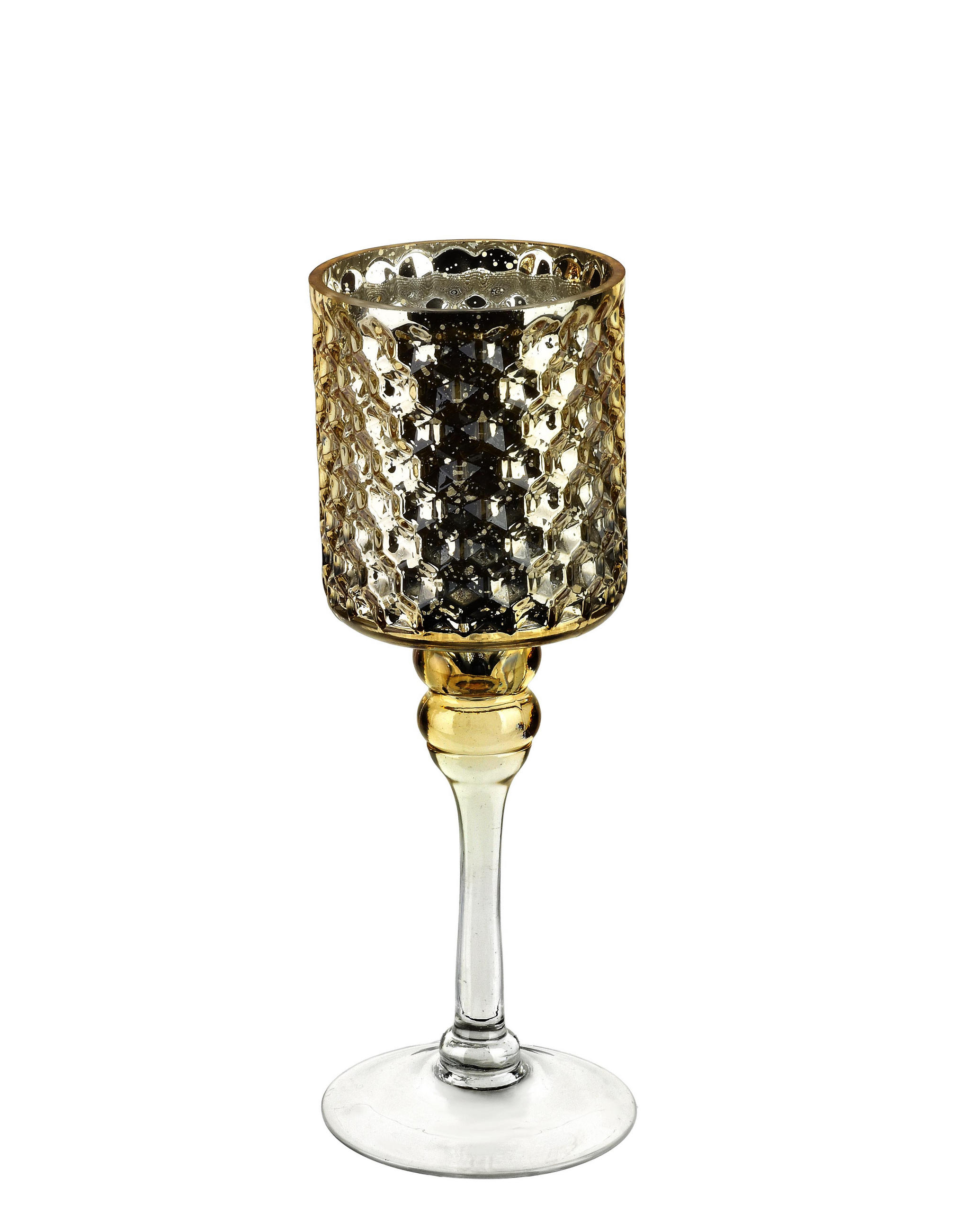KERZENHALTER Donna Gold 12x12x27 cm Glas - Goldfarben, Glas (12/27/12cm) - Mondex