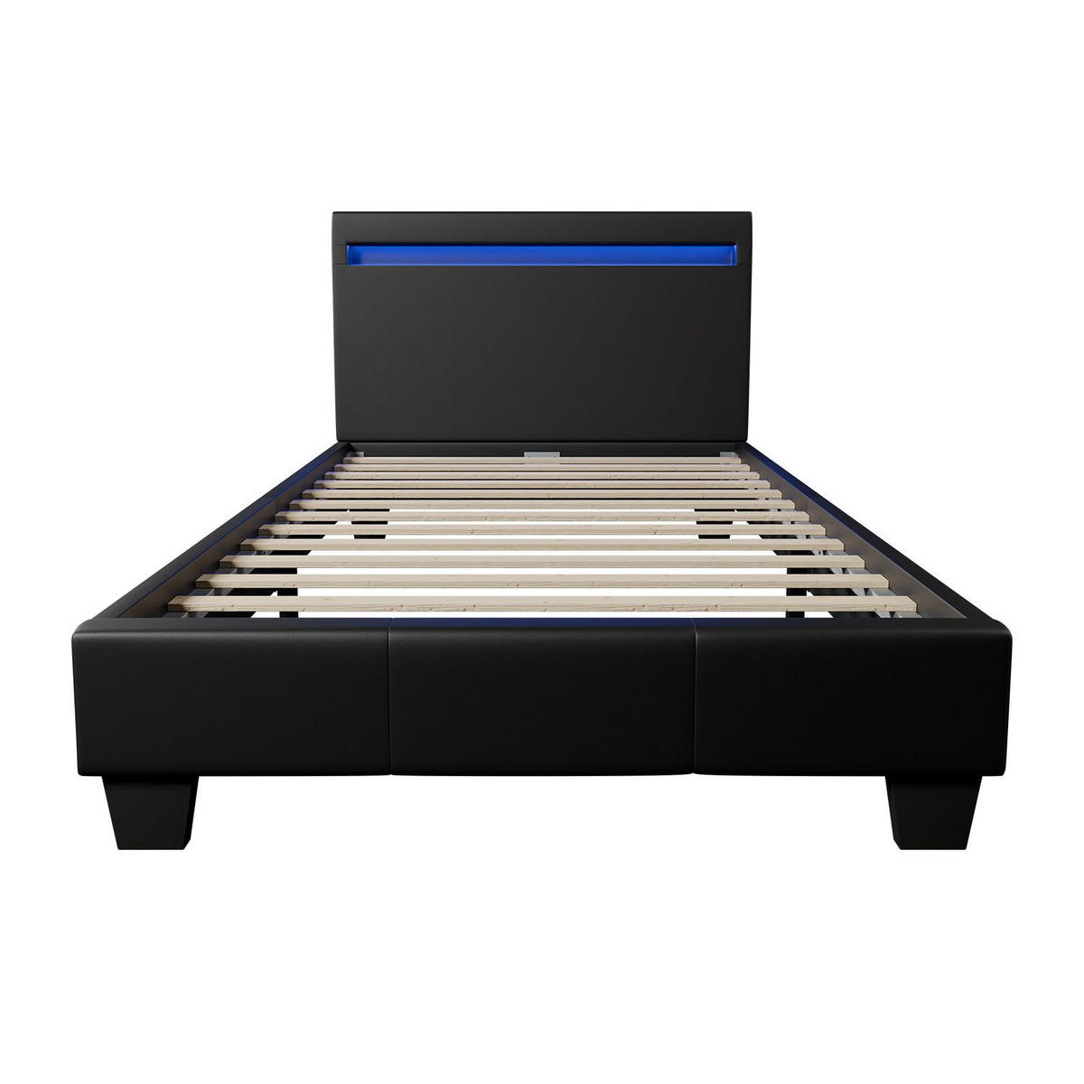 POLSTERBETT Verona mit LED schwarz 90x200cm - Schwarz, Holz (90/200cm) - Juskys