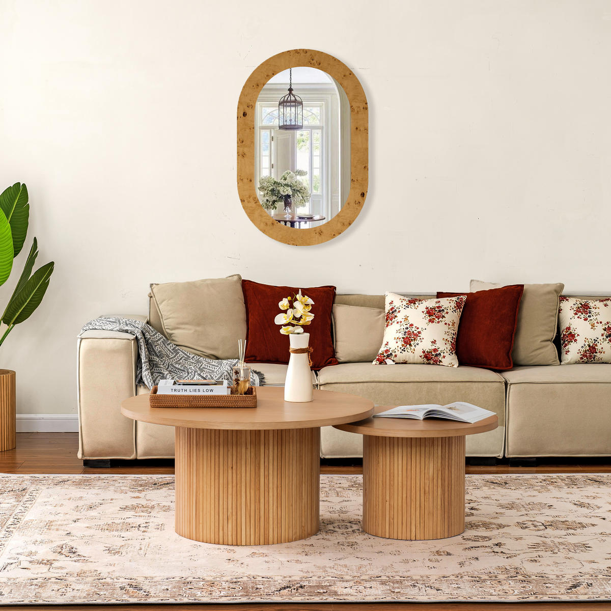 COUCHTISCH 90/90/40 cm Natur mit MDF Holz und Gummiholzkonstruktion - Naturfarben, Holz (90/90/45cm) - OKWISH