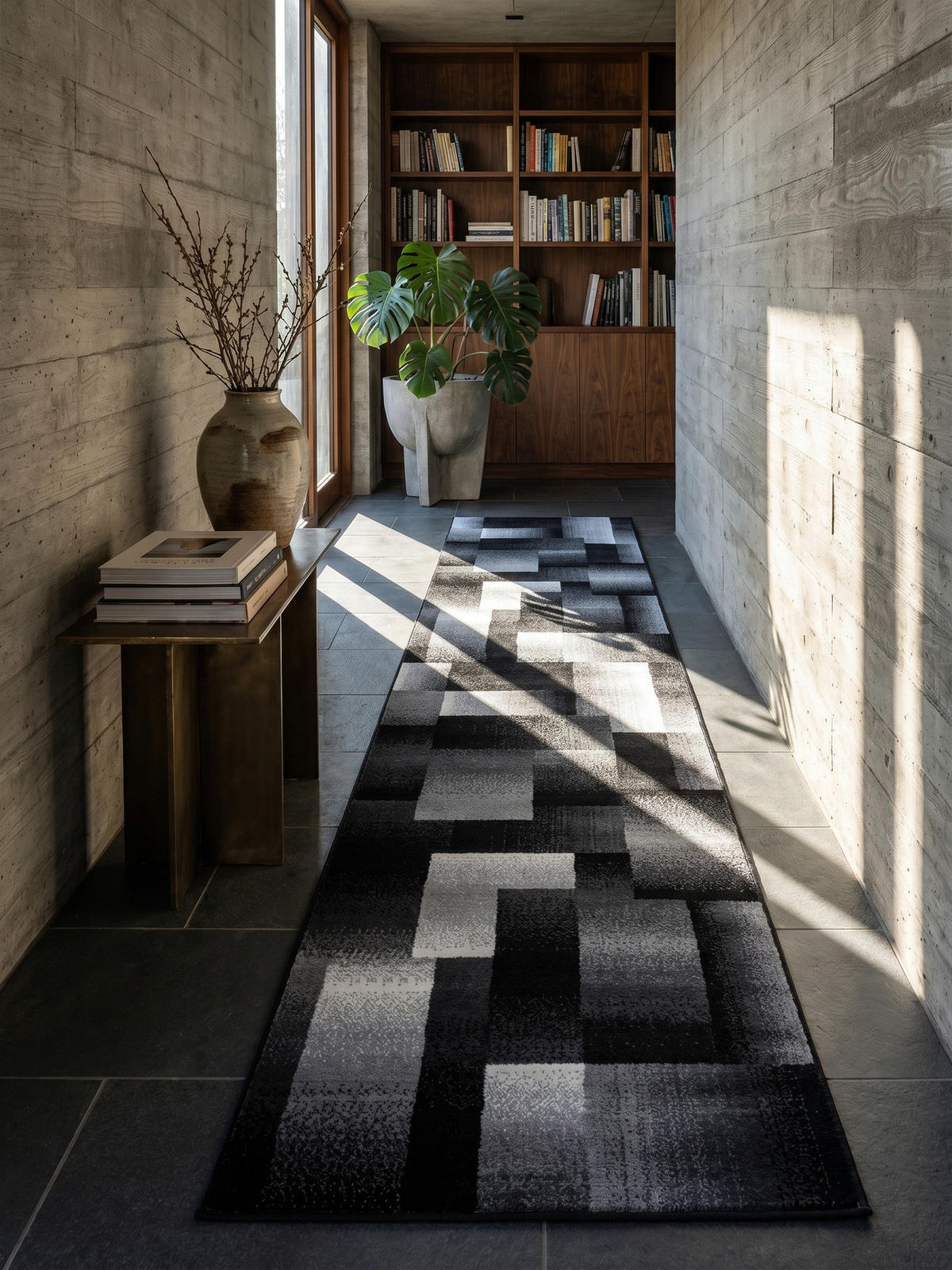 TEPPICH Kurzflor ASPEN in Schwarz, abstrakt kariert, 80 x 150 cm - Schwarz, Textil (80/150cm) - KADIMA DESIGN
