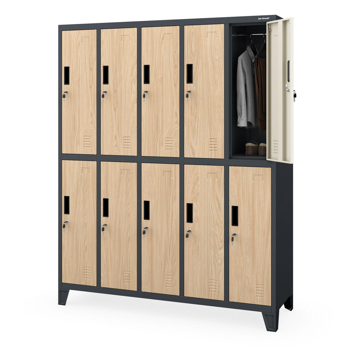 ARBEITSSCHUTZ-KLEIDERSCHRANK BARTEK 172 x 136 x 45 cm - Anthrazit/Sonoma Eiche, Metall (136/172/45cm) - Jan Nowak