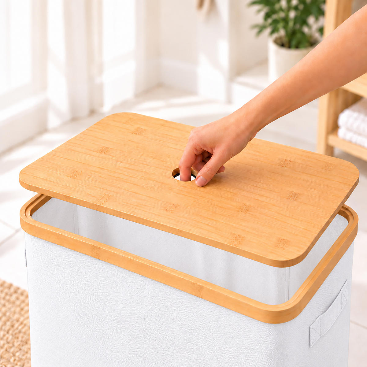 TOILETTENPAPIERBOX Weiß Bambus 24 Rollen - Weiß, Holz/Kunststoff (45/72/30cm) - Relaxdays