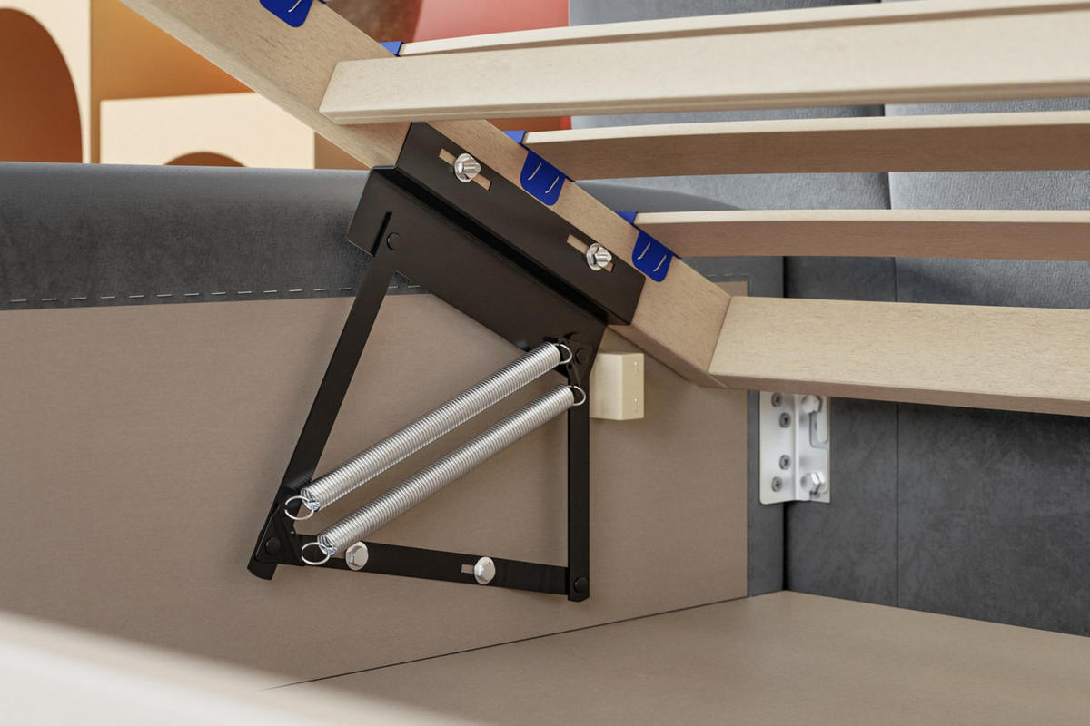 BETT 120x200 - Polsterbett mit Bettkasten und Holzrahmen - Modern Bett - Eleganter Jasmine-Stoff - Kollektion Alva Maxi - Grau - Grau, Holz/Textil (120/200cm) - Alpi-Möbel