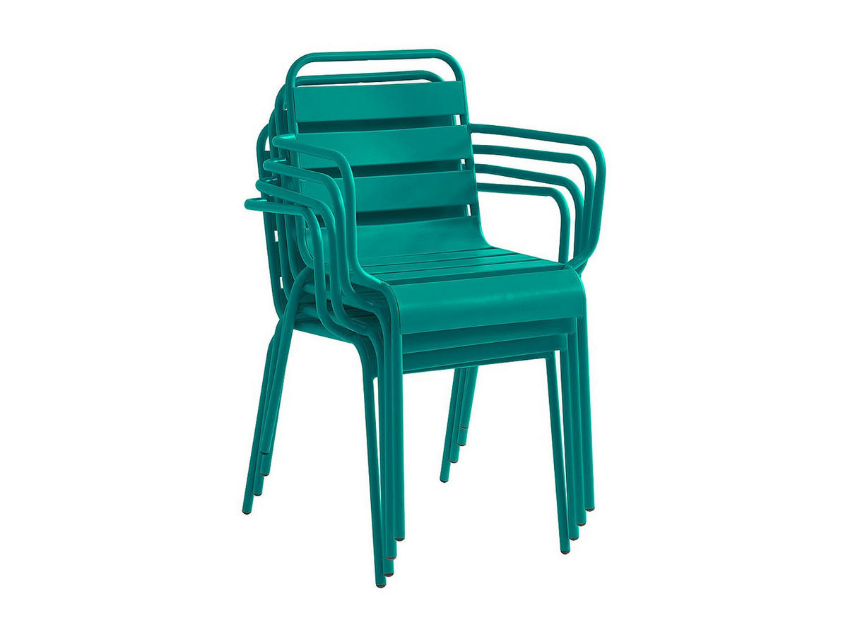 GARTENSESSEL stapelbar 2er-Set - Metall - Blau - MIRMANDE von MYLIA - Blau, Metall (56/79/59cm) - Vente-Unique