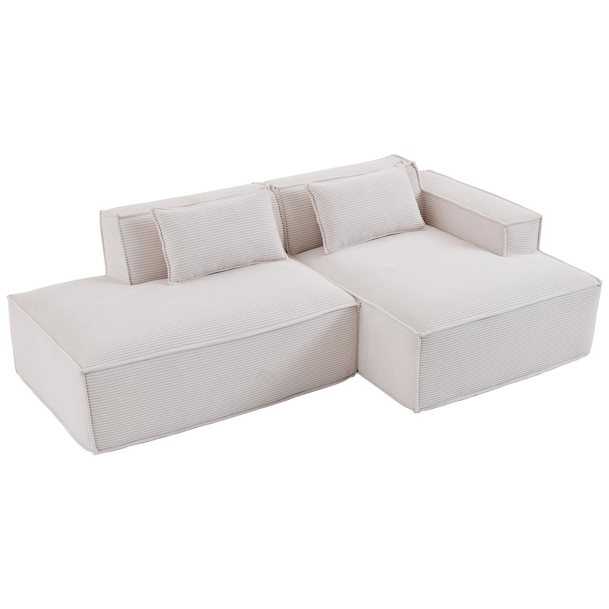 ECKSOFA Polyester Beige mit Kissen - Beige, Textil (235/129cm) - WISHDOR