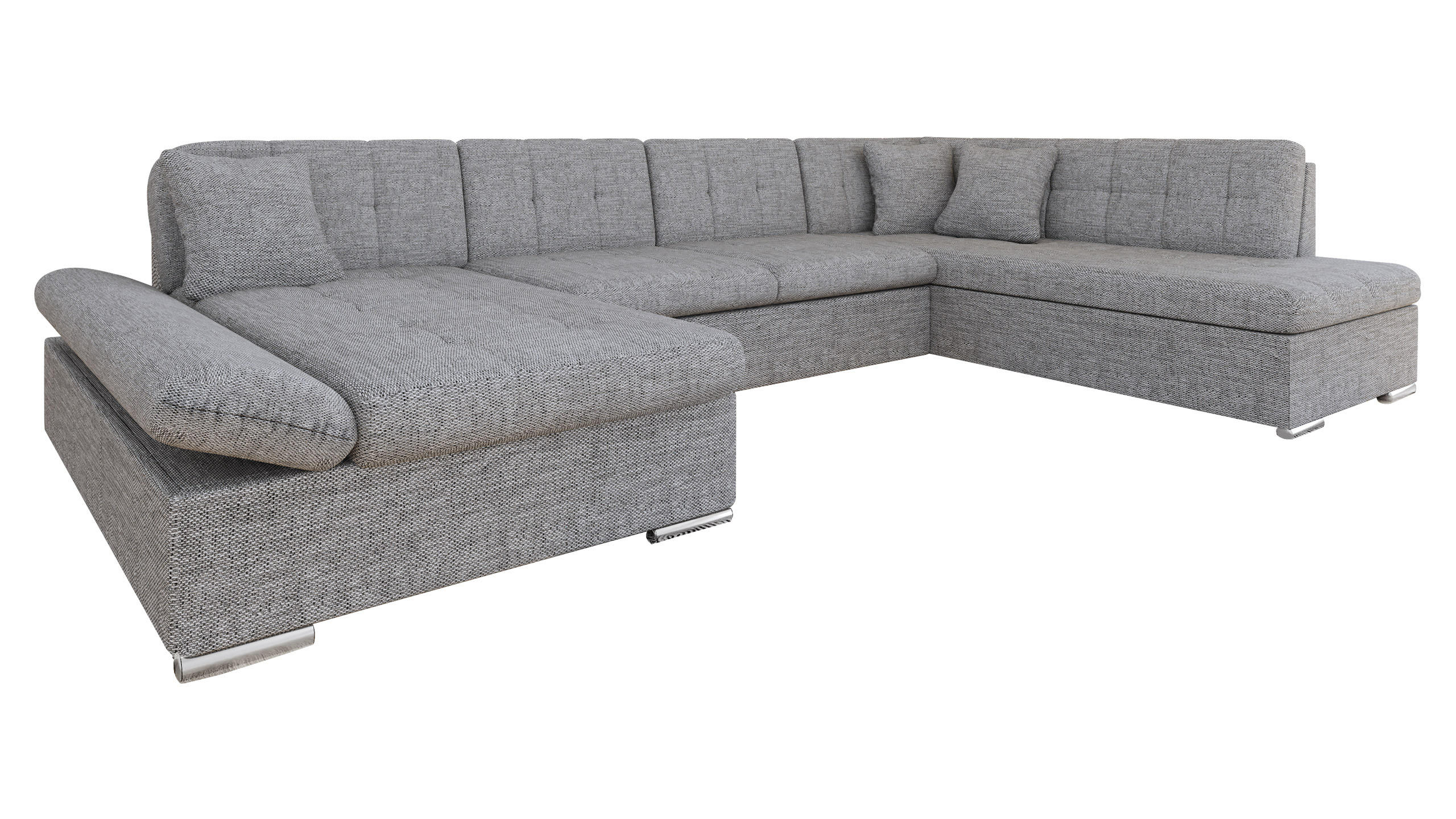 ECKSOFA Bergen, Seite: Links - Silberfarben/Grau, Holz/Textil (345/76/205cm) - MIRJAN24