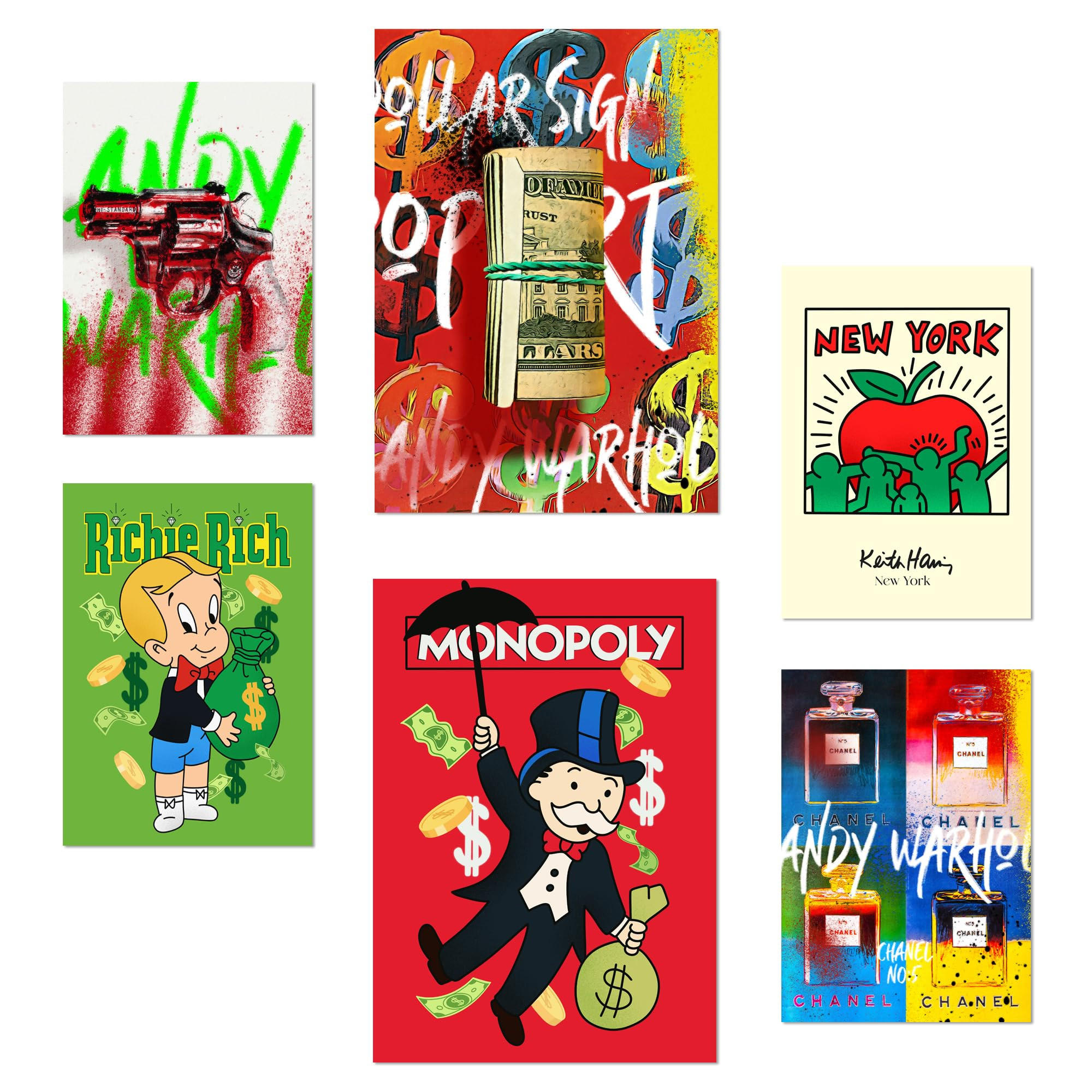 POSTER Set Mit 6 Ikonischer Andy Warhol New York Dollar A3 & A4 Rahmenlos - Klar, Papier (29/3cm) - Nacnic