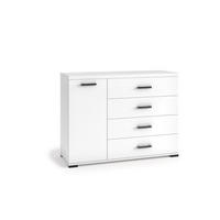 KOMMODE LIVORNO 120/85/40cm mit 4 Schubladen 1 Türen Weiß - Weiß, Holzwerkstoff (120/85/40cm) - MASSENO