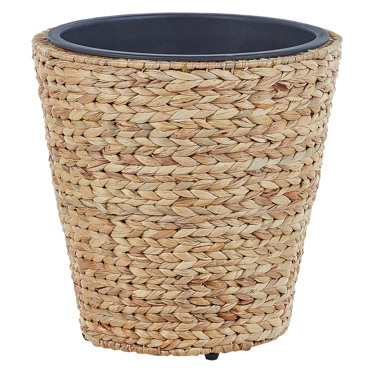 BLUMENTOPF 3er-Set Wasserhyazinthe natürlich rund 49-35/37-26/29-21 cm Plaka - Beige/Schwarz, Naturmaterialien (47cm) - Beliani