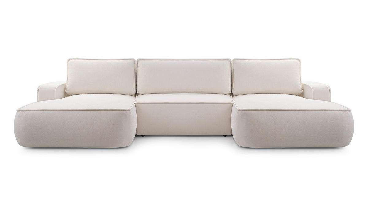 WOHNLANDSCHAFT Monos-U Beige Boucle - Beige, Textil (364/87/168cm) - Luxkor24