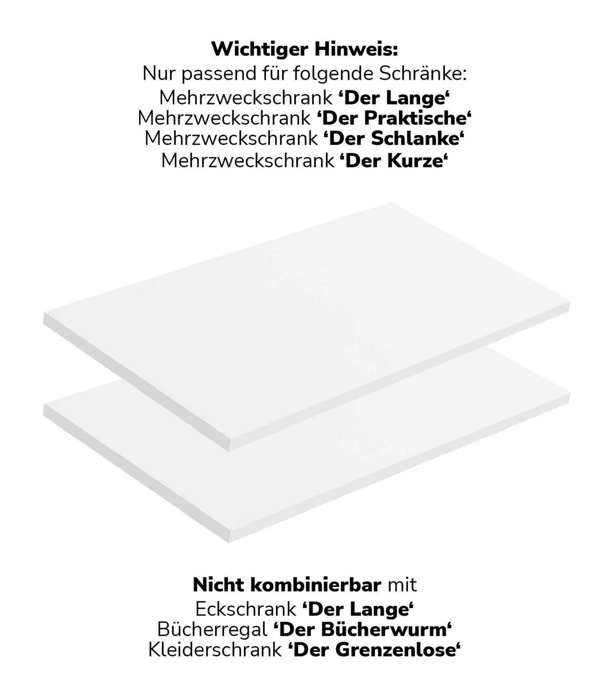 EINLEGEBÖDEN 2er-Set Der Einleger - Weiß, Holzwerkstoff (57/29.5/1.5cm) - Mokebo