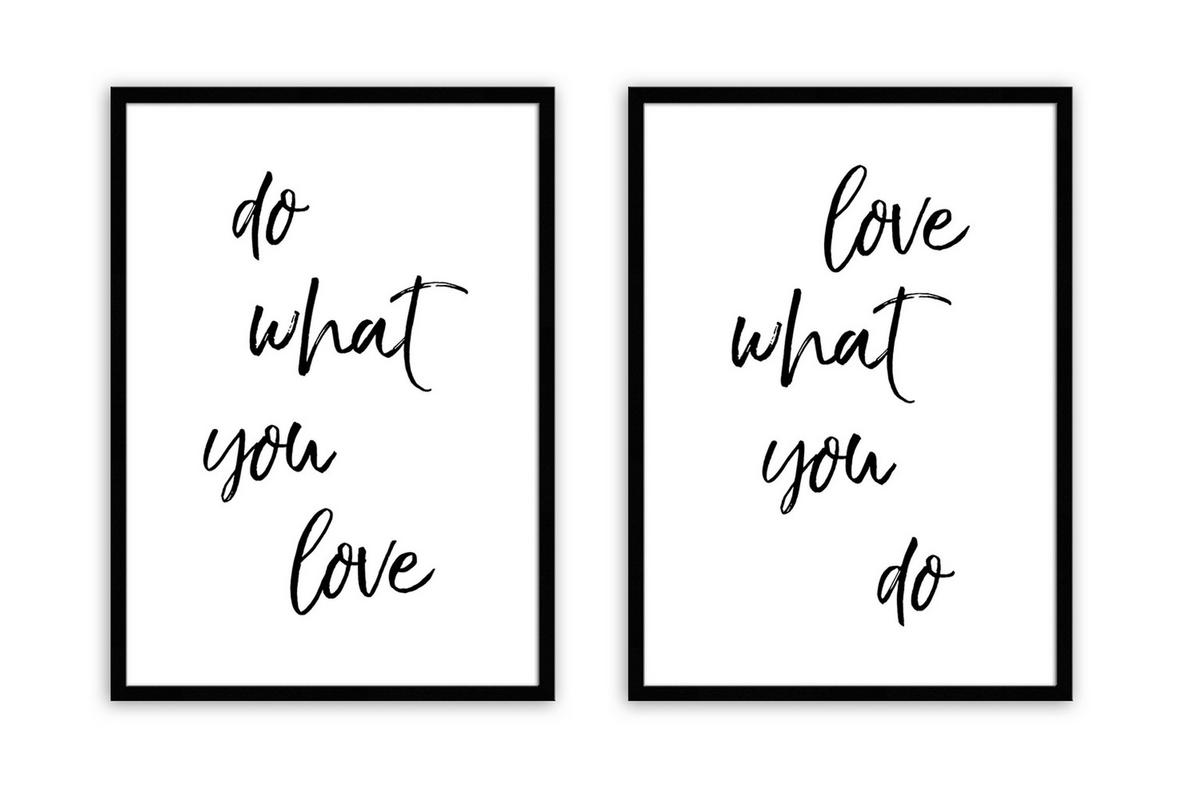 BILD mit Rahmen 2er Set 51x71 cm Spruch: Motivation - Weiß, Holz (51/71cm) - artissimo