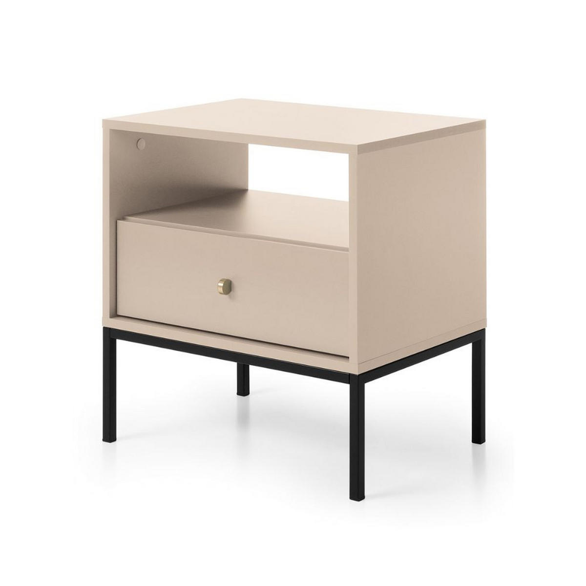 NACHTSCHRANK Monne Beige - Beige/Goldfarben, Holzwerkstoff/Metall (53.6/56.2/39cm) - Selsey