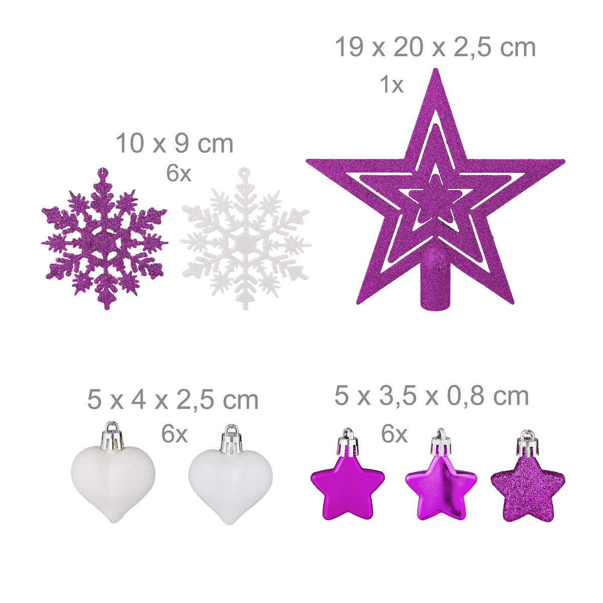 101-TLG.WEIHNACHTSKUGELN-SET - Lila, Kunststoff (20/19/2.5cm) - Relaxdays