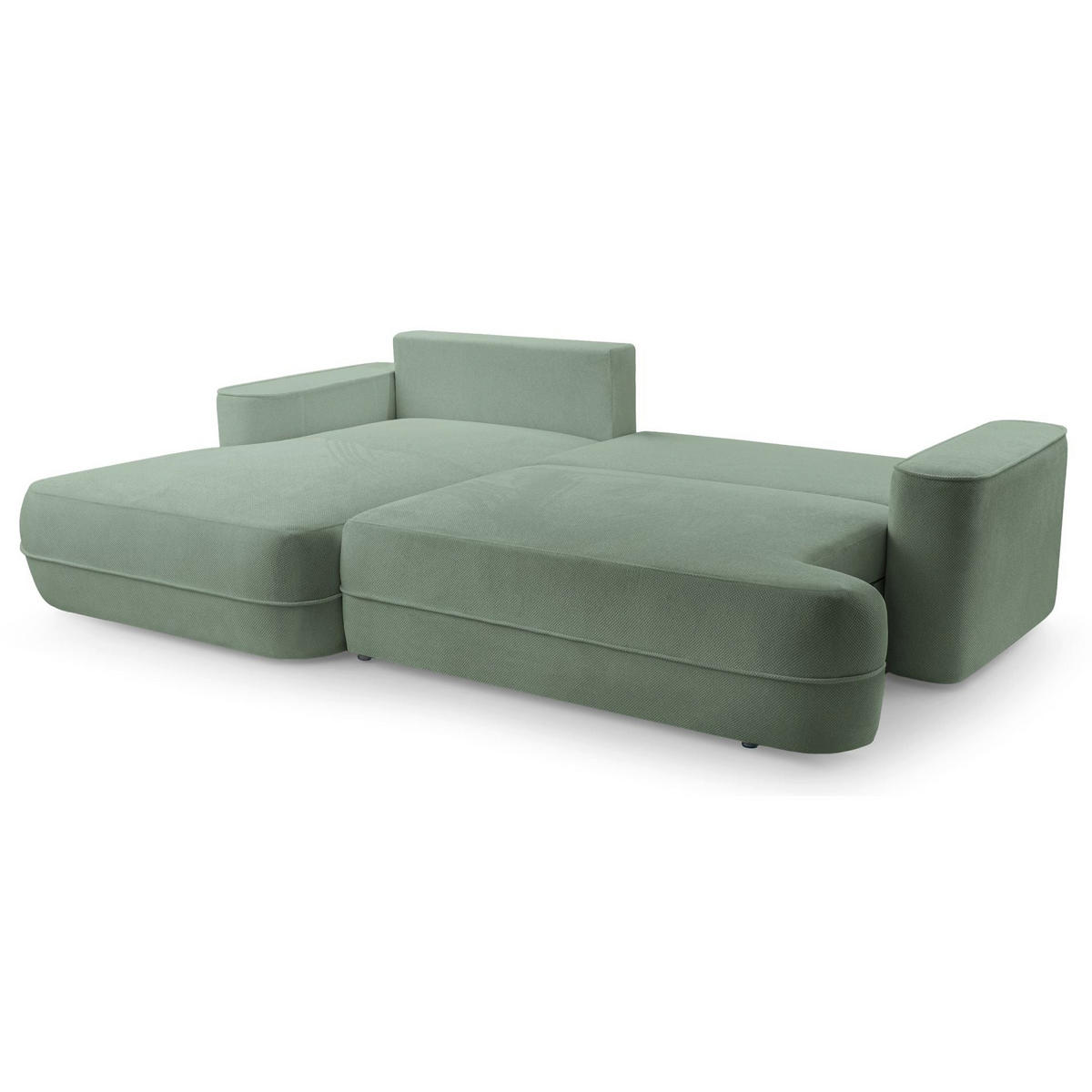 ECKSOFA Fuerro Salbeigrün Strukturstoff - Schwarz/Hellgrün, Kunststoff/Textil (260/168cm) - Selsey