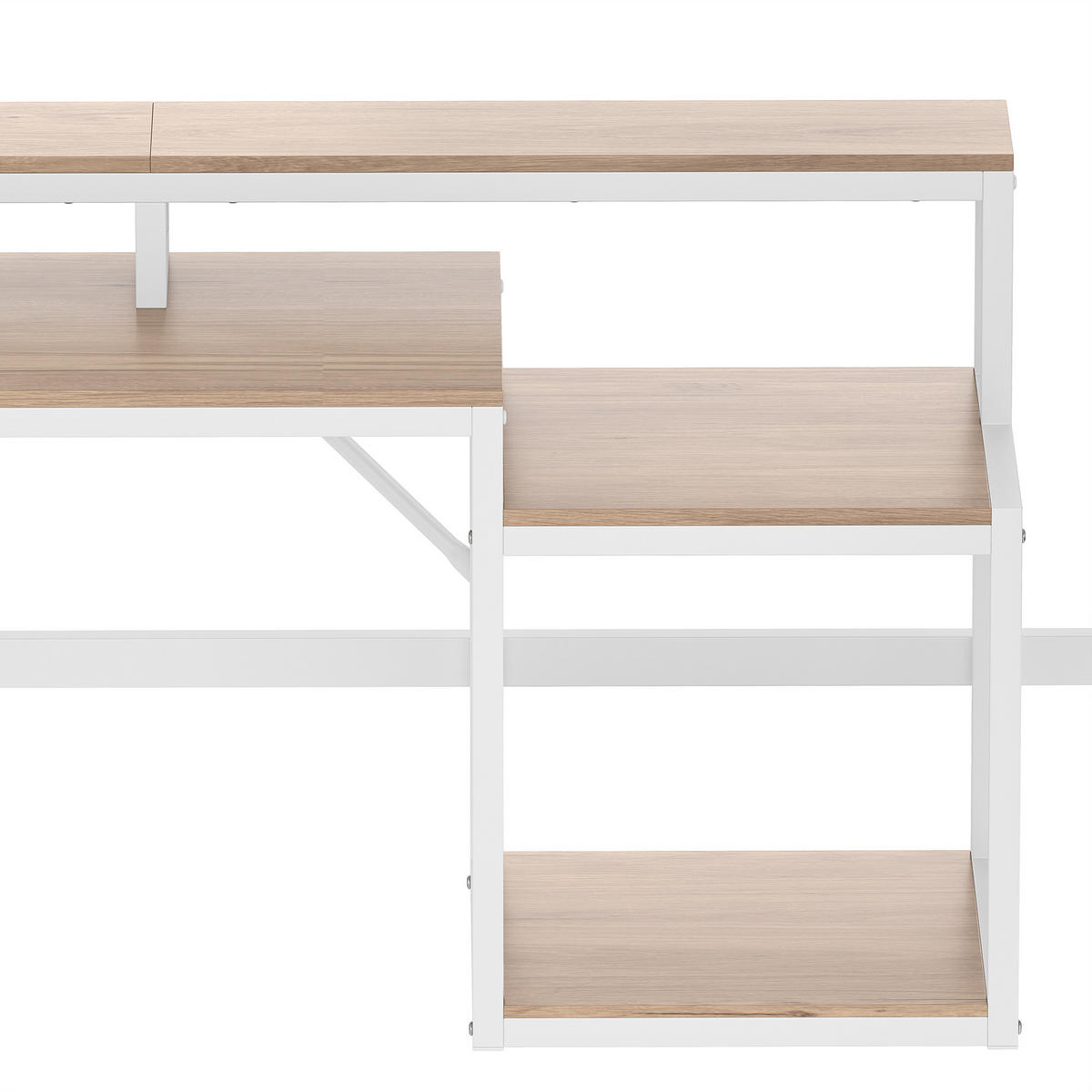 HOCHBETT 140x200cm Weiß Metall LED-Licht Schreibtisch USB - Weiß, Metall (140/200cm) - FLIEKS