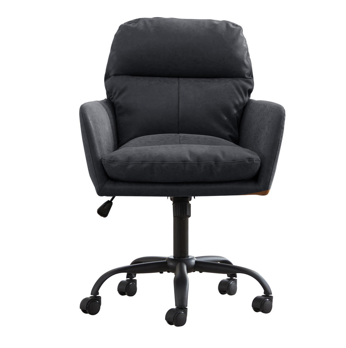 BÜROSTUHL höhenverstellbar PU Black - Schwarz, Kunststoff (60.5/102/71.58cm) - Meubliv