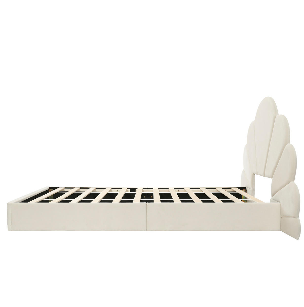 POLSTERBETT 90x200 cm Samt Beige Einzelbett - Beige, Metall (90/200cm) - Meubliv